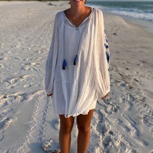 White embroidered Beach Cover-Up